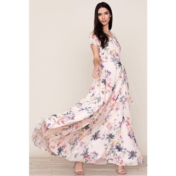 BHLDN Yumi Kim Calypso Wrap Maxi Dress in Cameo Bella Bouquet Size S - Picture 2 of 16